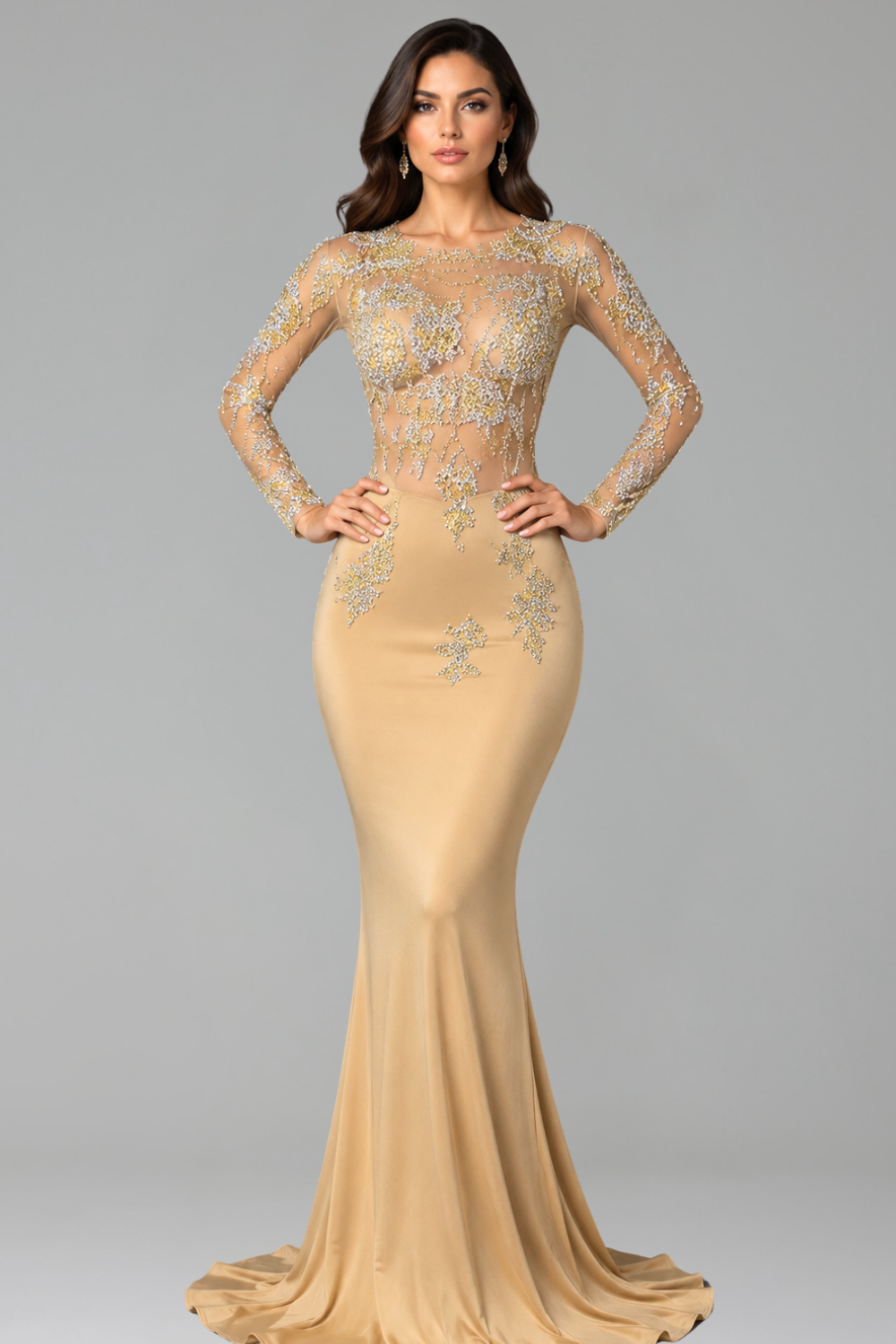 Illusion Lace Mermaid Evening Gown - LAROSABRIDE