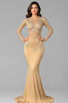 Illusion Lace Mermaid Evening Gown - LAROSABRIDE