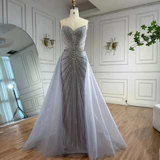 Regal Crystal Draped Gown