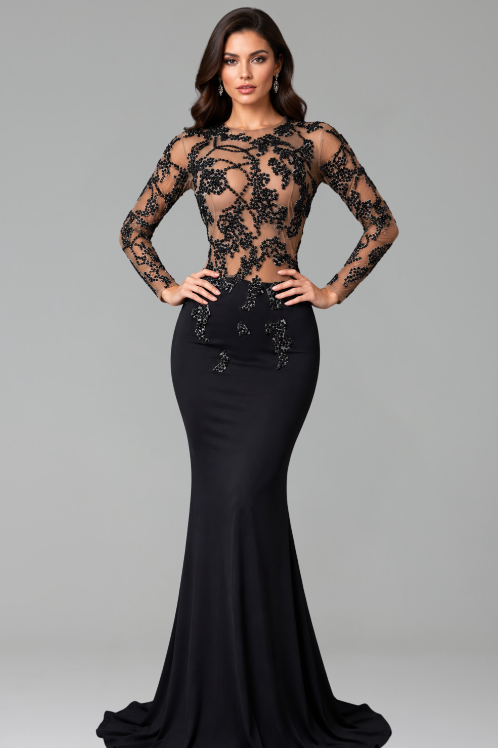 Illusion Lace Mermaid Evening Gown - LAROSABRIDE