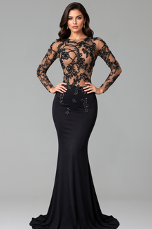 Illusion Lace Mermaid Evening Gown - LAROSABRIDE