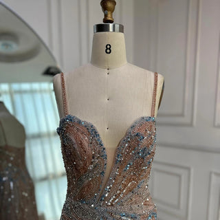 Ships in 2 to 5 Days - Saudi Arabic Spaghetti Strap Mermaid Evening Dress with High Slit for Formal Occasions