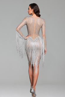 Crystal Fringe Illusion Dress - LAROSABRIDE