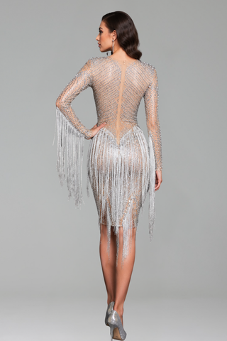 Crystal Fringe Illusion Dress
