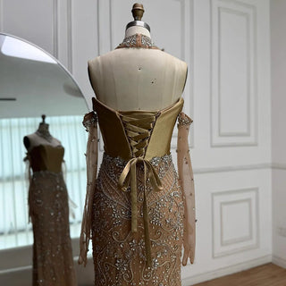 Ships in 2 to 5 Days -Luxury Beaded Corset Evening Gown with Sheer Overlay & Matching Gloves – 2025 Elegant Long Dress