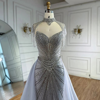 Regal Crystal Draped Gown