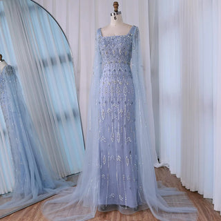 Ships in 2 to 5 Days - Luxury Caramel Saudi-Inspired Evening Dress – Elegant Gown with Long Sleeves and Flowing Cape