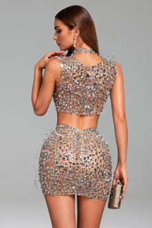 Crystal Embellished Sheer Two-Piece Set - LAROSABRIDE