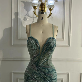 Ships in 2 to 5 Days - Saudi Arabic Spaghetti Strap Mermaid Evening Dress with High Slit for Formal Occasions