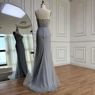 Regal Crystal Draped Gown