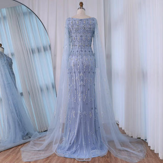 Ships in 2 to 5 Days - Luxury Caramel Saudi-Inspired Evening Dress – Elegant Gown with Long Sleeves and Flowing Cape