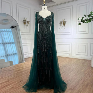 Ships in 2 to 5 Days - Luxury Beige-Pink Beaded Evening Gown – 2025 Formal Dress with Cape Sleeves