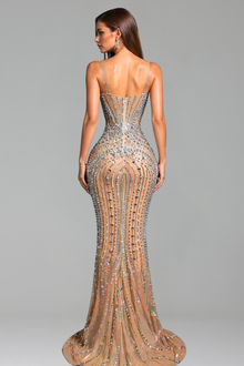 Radiant Crystal Illusion Column Gown - LAROSABRIDE