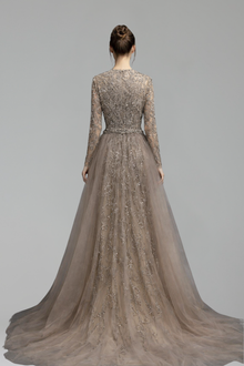 Beaded Mermaid Dress with Tulle Overskirt-Larosabride