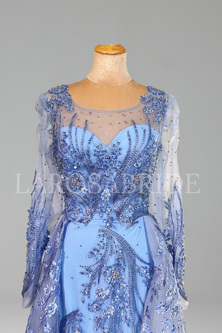 Beaded Overskirt Mermaid Dress - LAROSABRIDE