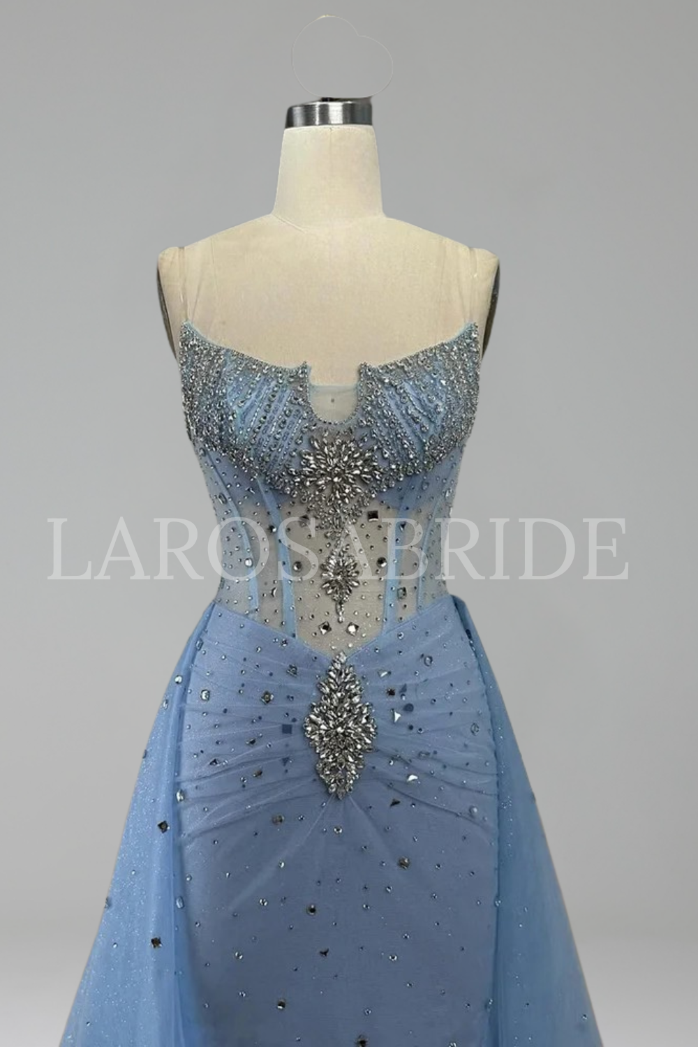 Beaded Overskirt Slit Dress - LAROSABRIDE