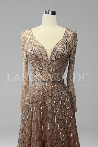 Beaded A-Line Evening Gown - LAROSABRIDE