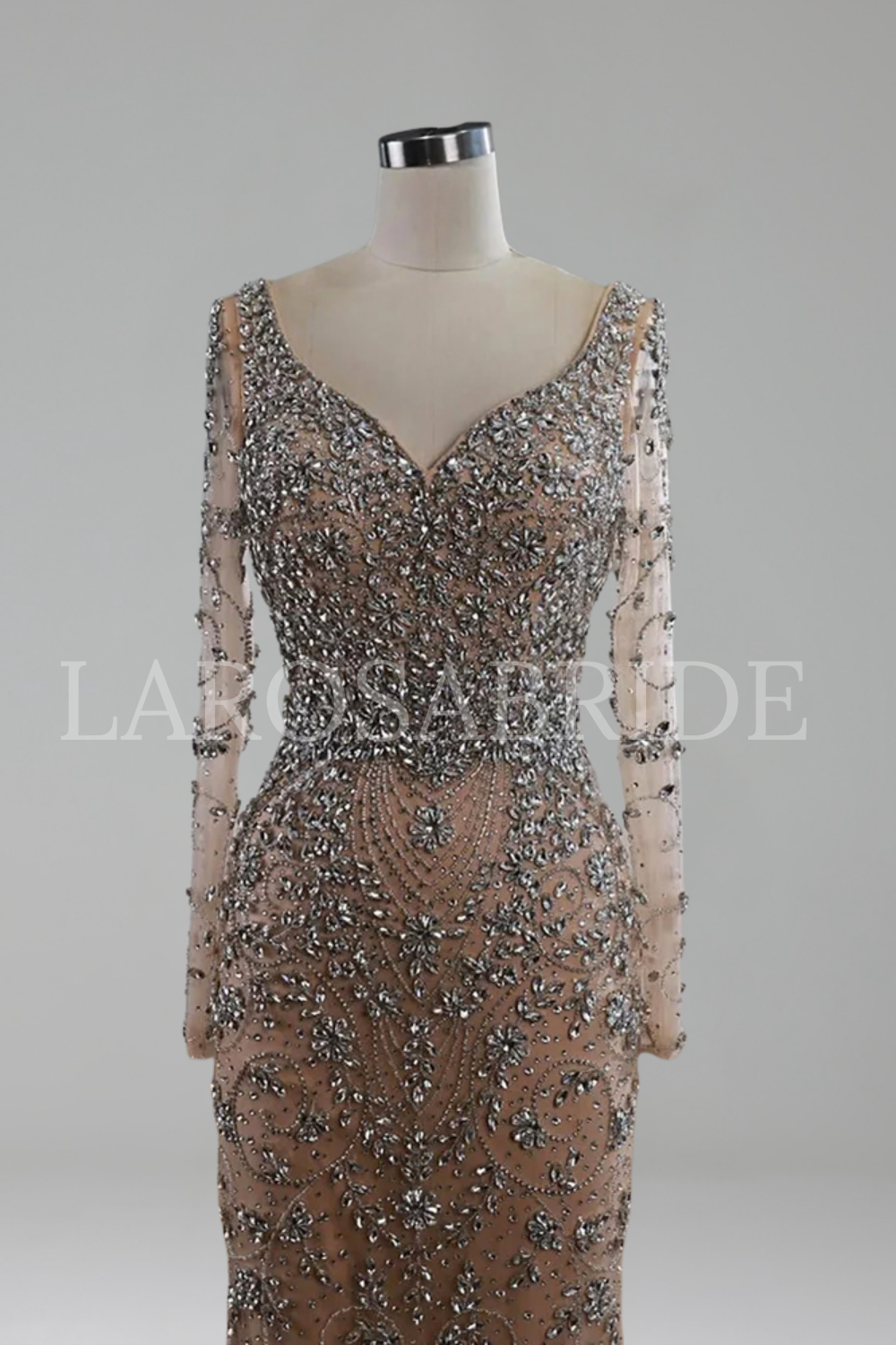Beaded Crystal Mermaid Gown - LAROSABRIDE