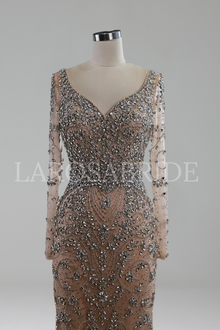 Beaded Crystal Mermaid Gown - LAROSABRIDE