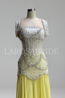 Yellow Pearls A-Line Evening Dress - LAROSABRIDE