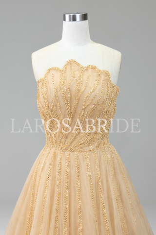 Beaded Scalloped Evening Dress