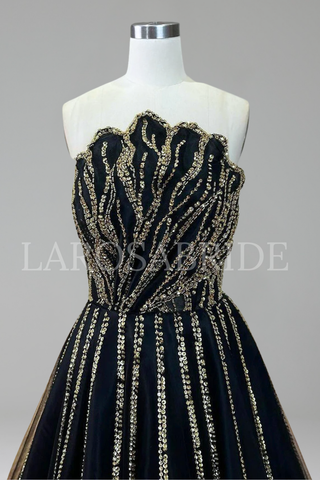 Beaded Scalloped Evening Dress - LAROSABRIDE