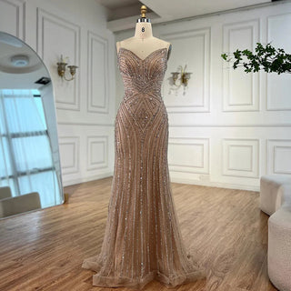 Shimmering Nude Beaded Gown