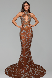 Full Crystal Keyhole Mermaid Gown - LAROSABRIDE