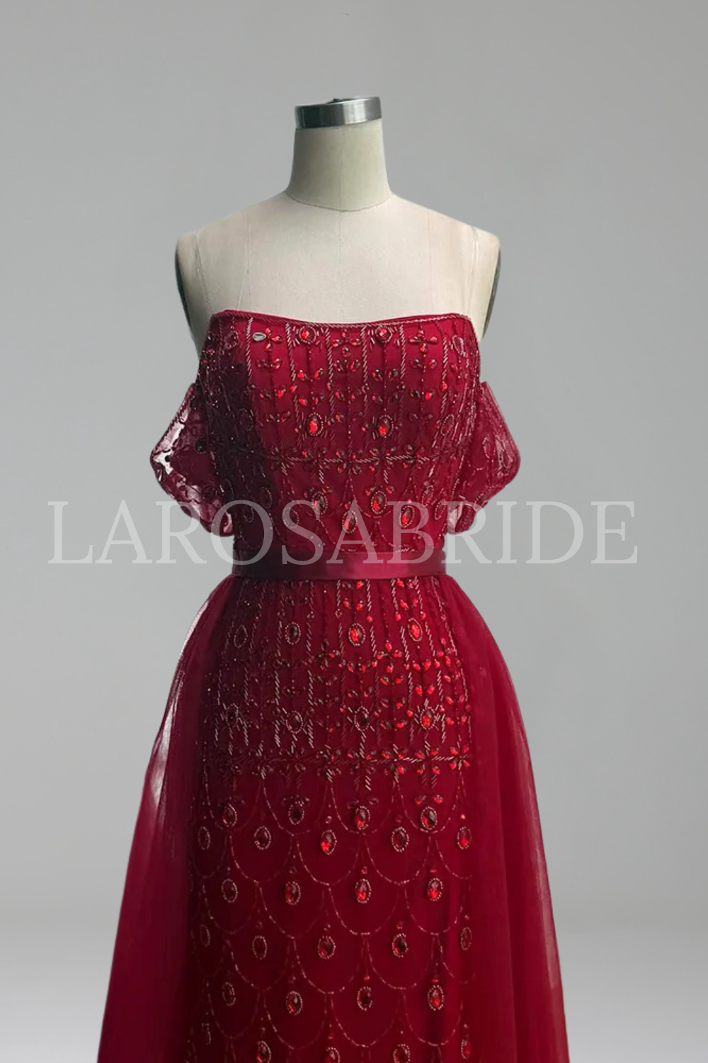 Beaded Mermaid Overskirt Dress - LAROSABRIDE