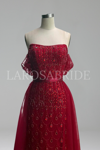 Beaded Mermaid Overskirt Dress - LAROSABRIDE