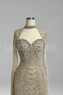 Beaded Mermaid Split Evening Dress - LAROSABRIDE
