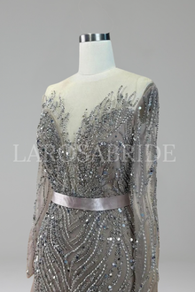 Lace Beaded Mermaid Gown - LAROSABRIDE