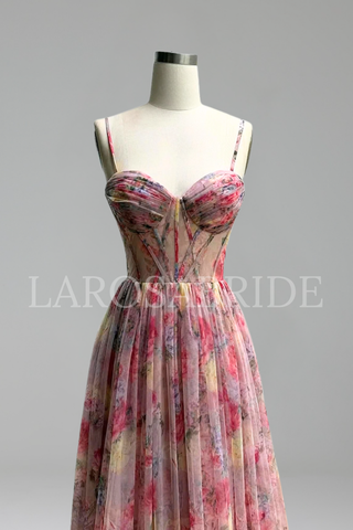 2025 Customized Pink A-Line Ruffle Tiered Prom Dress - LAROSABRIDE