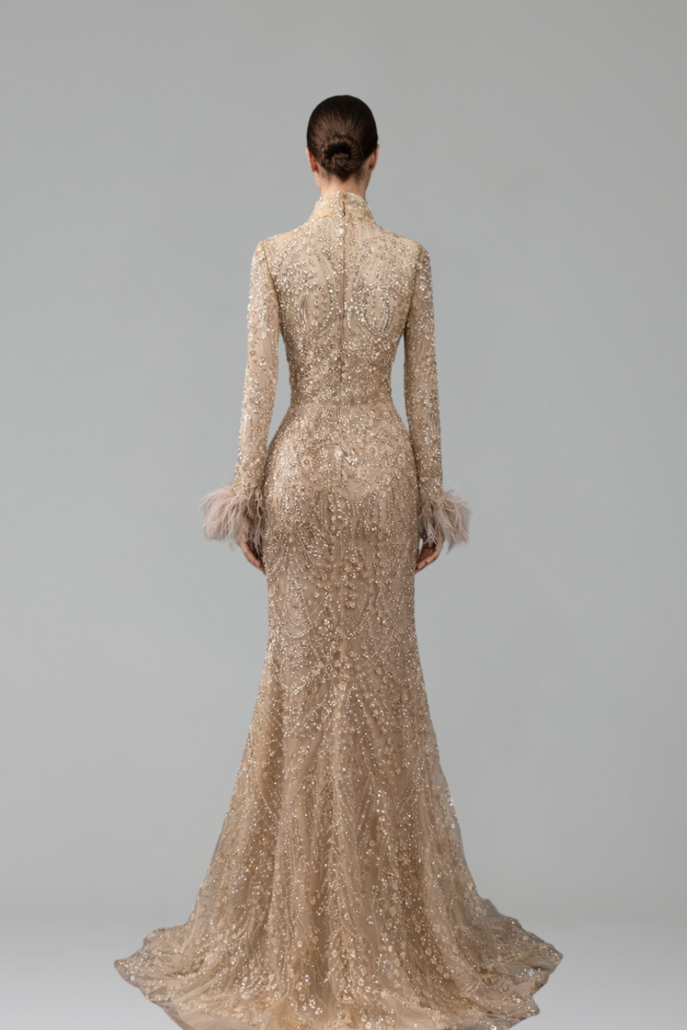 Beaded Feather Mermaid Dress-Larosabride