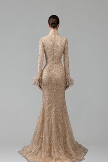 Beaded Feather Mermaid Dress-Larosabride
