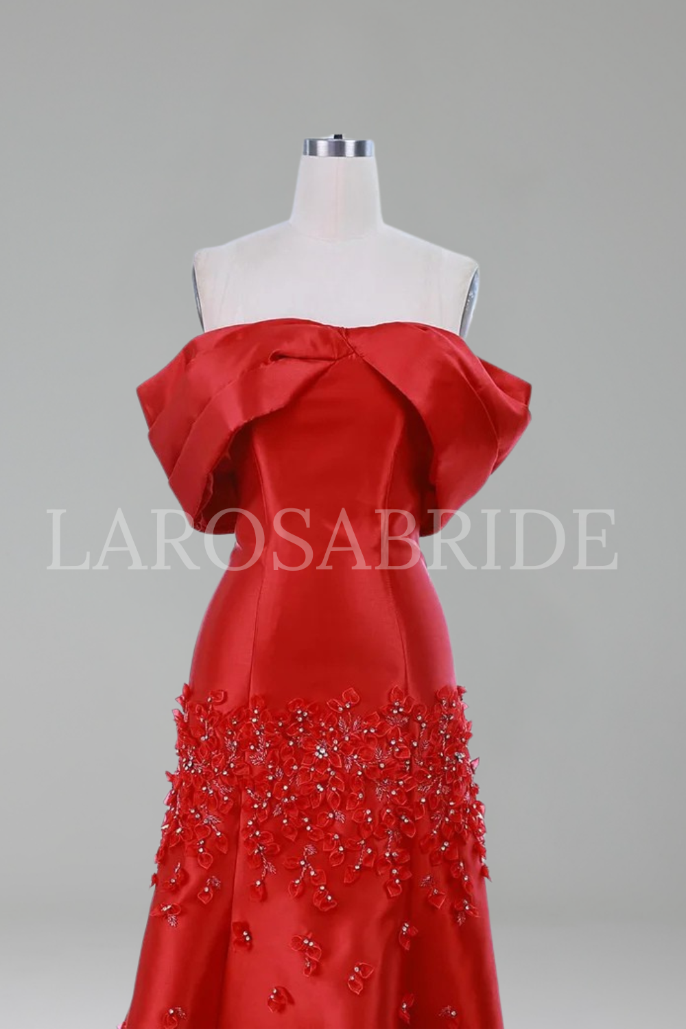 Appliques Mermaid Satin Evening Dress - LAROSABRIDE