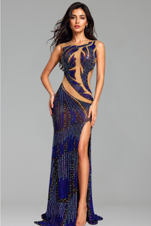 Beaded Abstract Slit Dress - LAROSABRIDE