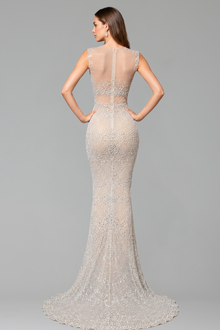 Crystal Embellished Mermaid Gown - LAROSABRIDE