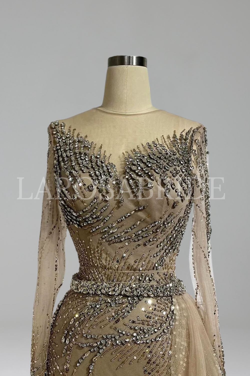 Beaded Mermaid Lace-Up Dress - LAROSABRIDE