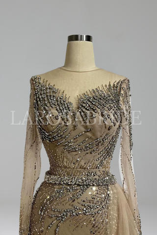 Beaded Mermaid Lace-Up Dress - LAROSABRIDE