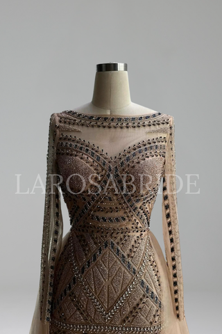 Long-Sleeve Evening Gown - LAROSABRIDE