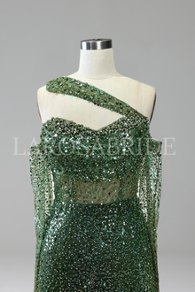 One-Shoulder Beaded Mermaid Gown - LAROSABRIDE
