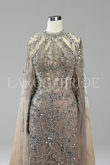 Beaded Mermaid Cape Dress - LAROSABRIDE