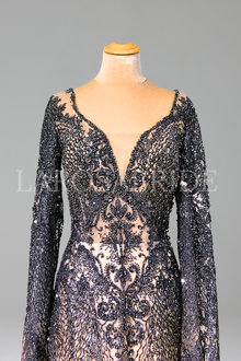 Beaded Cape Sleeve Mermaid Gown - LAROSABRIDE