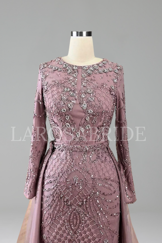 Beaded Mermaid Detachable Overskirt Dress - LAROSABRIDE
