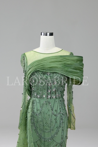 Beaded Mermaid Overskirt Dress