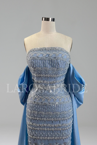 Plus Size Beaded Mermaid Gown - LAROSABRIDE