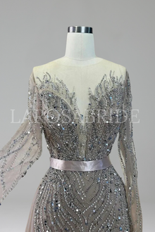 Lace Beaded Mermaid Gown - LAROSABRIDE