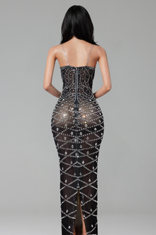 Crystal Geometric Bodycon Dress - LAROSABRIDE