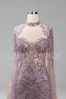 Beaded Cape Mermaid Dress - LAROSABRIDE